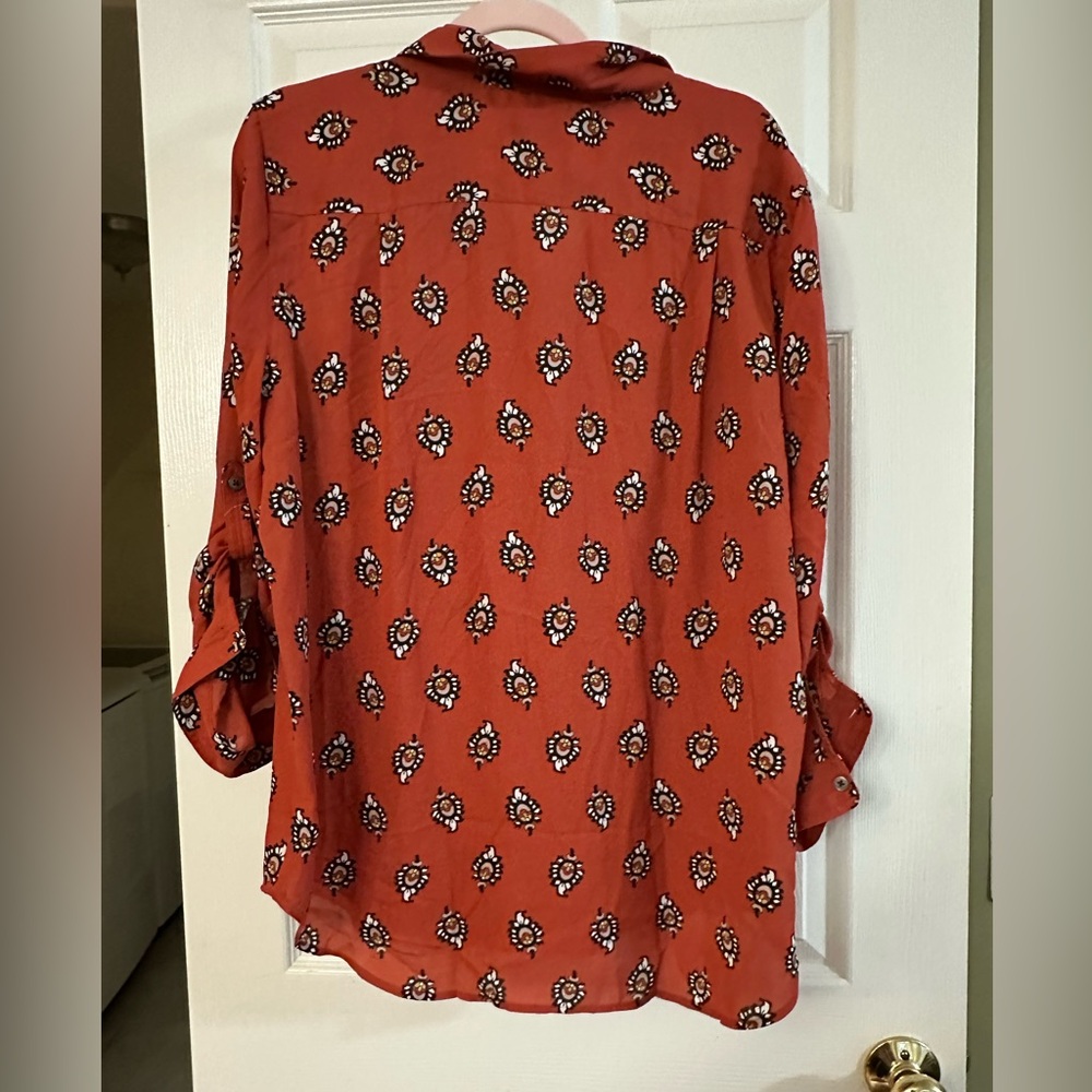 LOFT Outlet Rust Patterned Blouse NWT - image 2